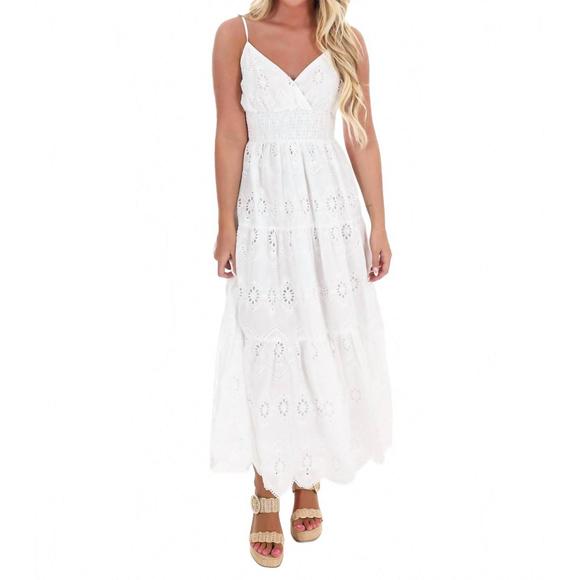 NEW FLYING TOMATO just let it be eyelet midi dress in off white - Picture 4 of 6